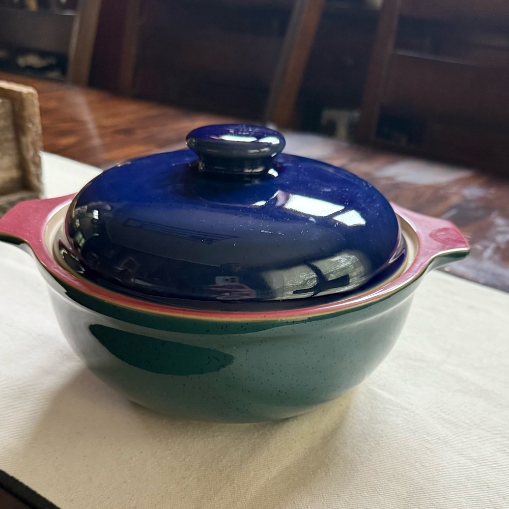 Denby Harlequin 2 quart- like new.  Blue and Green Ceramic Casserole Dish